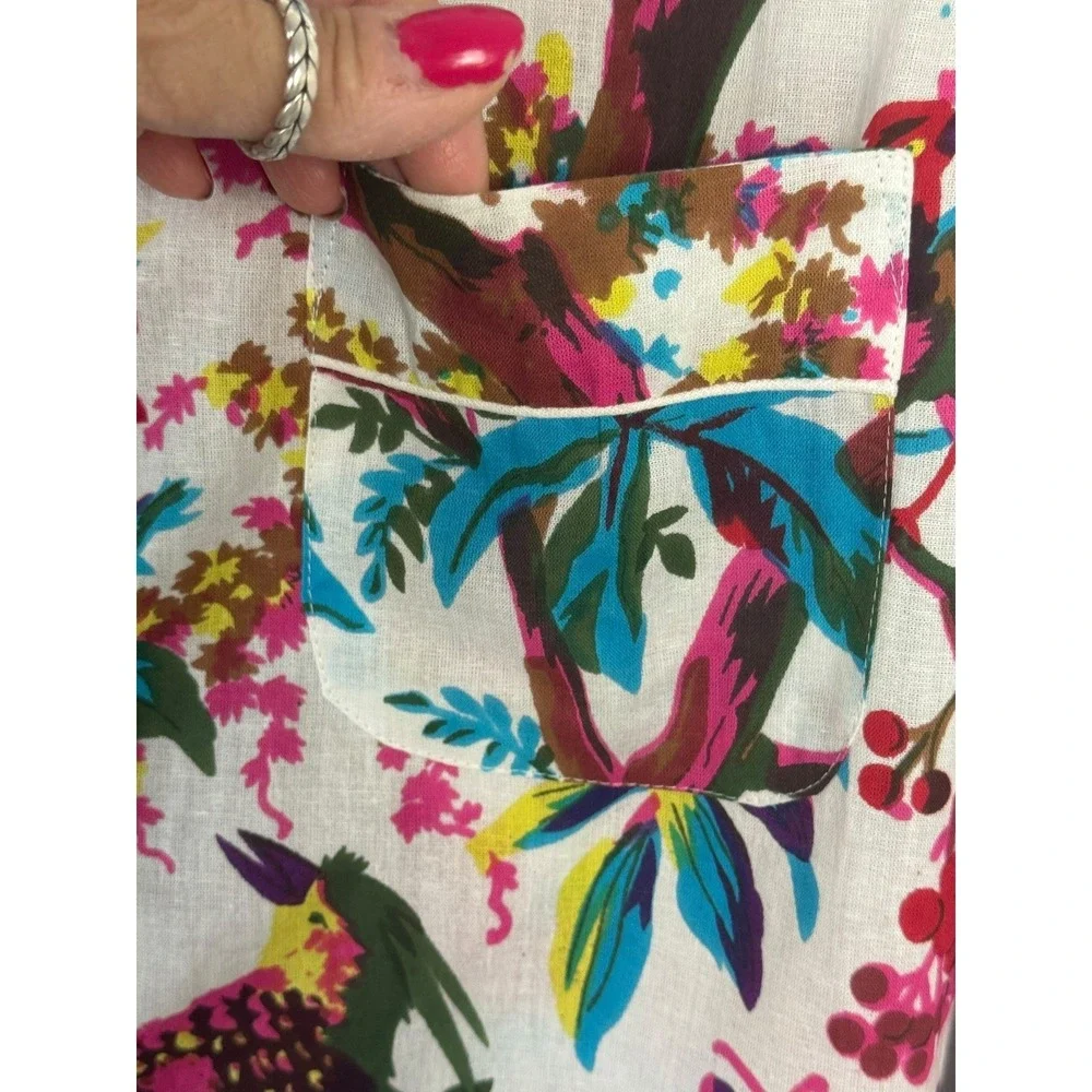Lot of 2 Victoria Dunn Women's Cotton Sleep Shirt‎ Tropical Floral Print S
